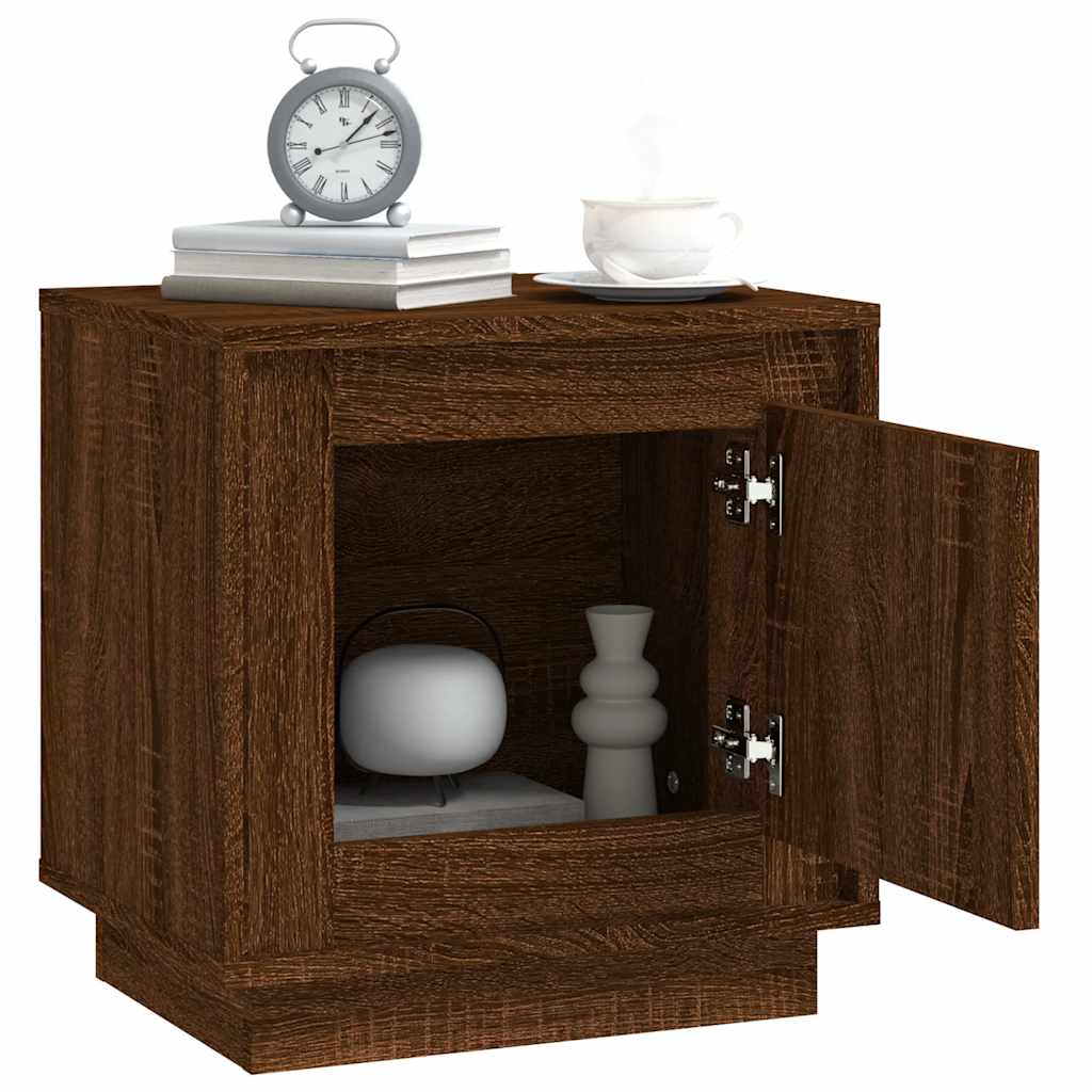 Mesita noche 2 uds madera contrachapada marrón roble 44x35x45cm