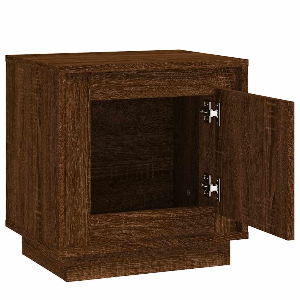 Mesita noche 2 uds madera contrachapada marrón roble 44x35x45cm