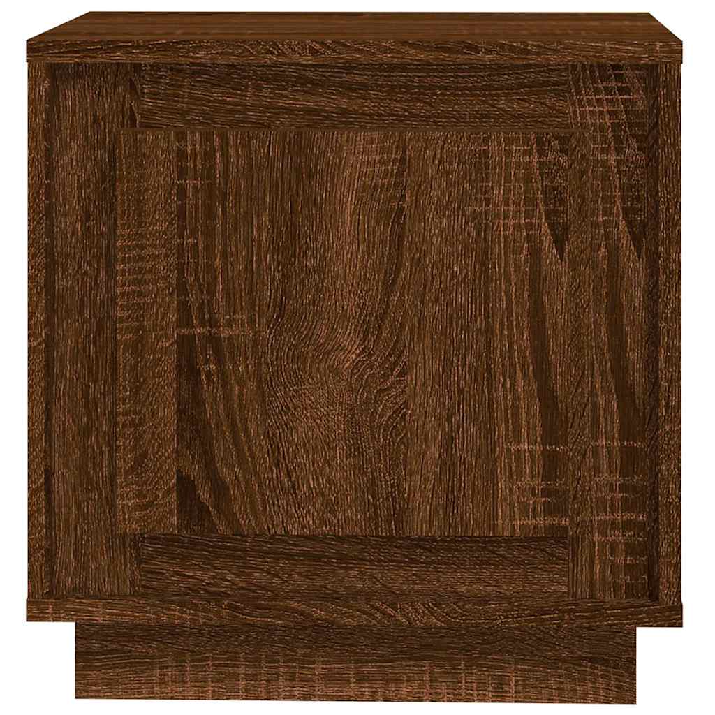 Mesita noche 2 uds madera contrachapada marrón roble 44x35x45cm