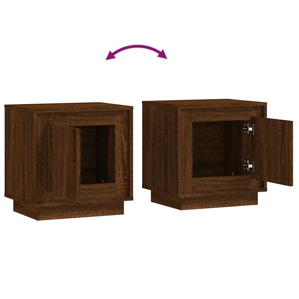 Mesita noche 2 uds madera contrachapada marrón roble 44x35x45cm