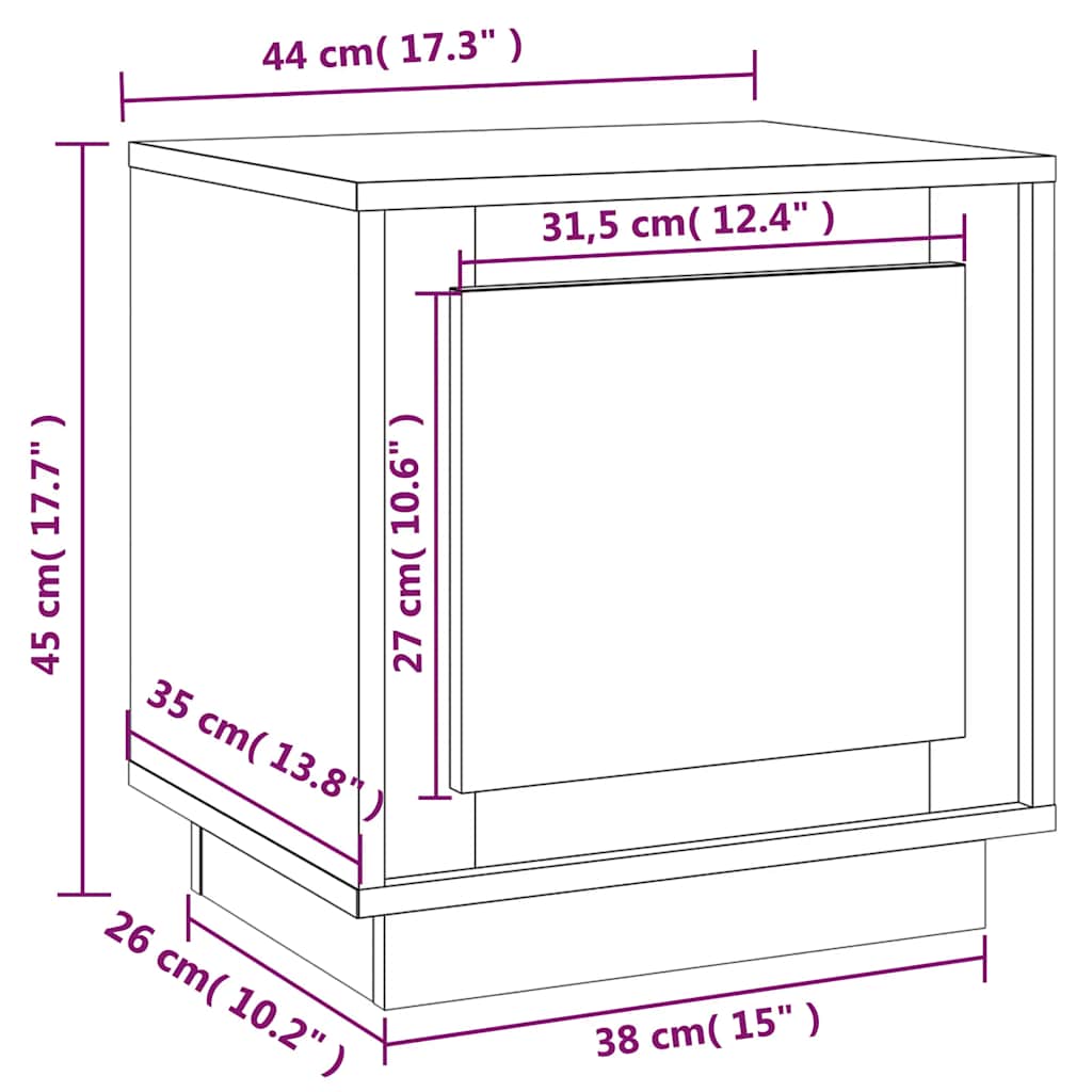 Mesita noche 2 uds madera contrachapada marrón roble 44x35x45cm