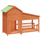 Caseta para perros madera maciza de pino marrón 143x60,5x109 cm