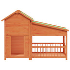 Caseta para perros madera maciza de pino marrón 143x60,5x109 cm