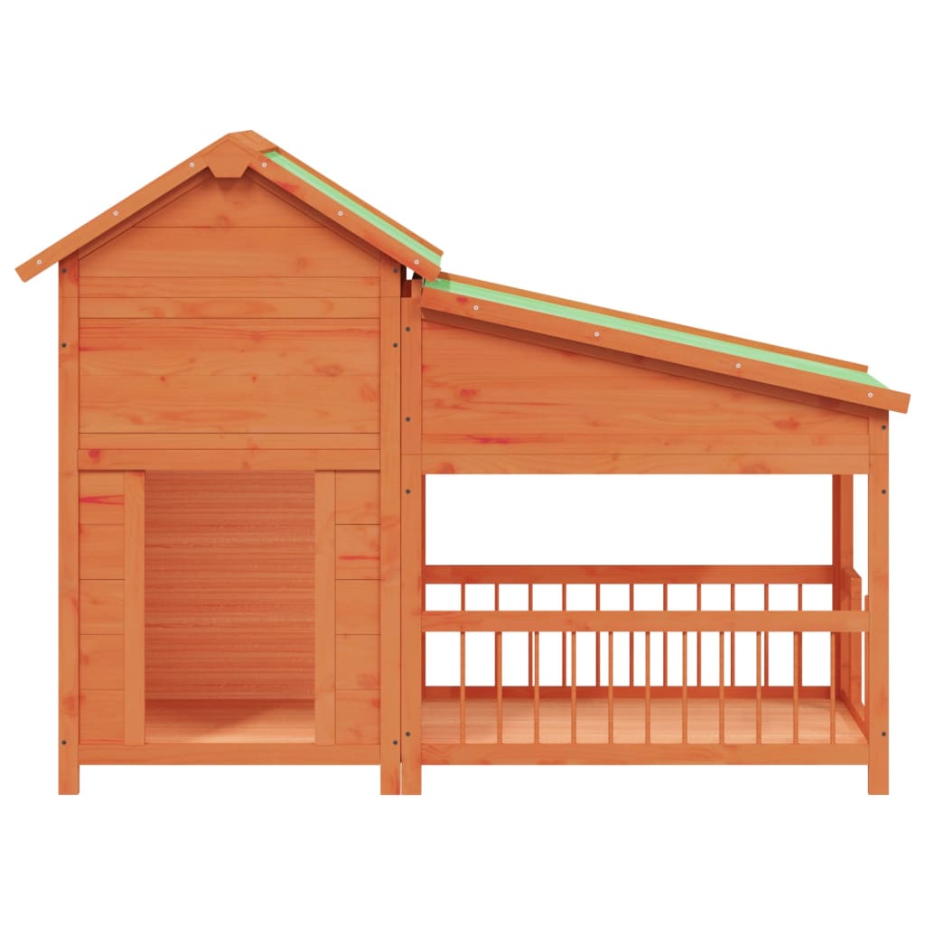 Caseta para perros madera maciza de pino marrón 143x60,5x109 cm