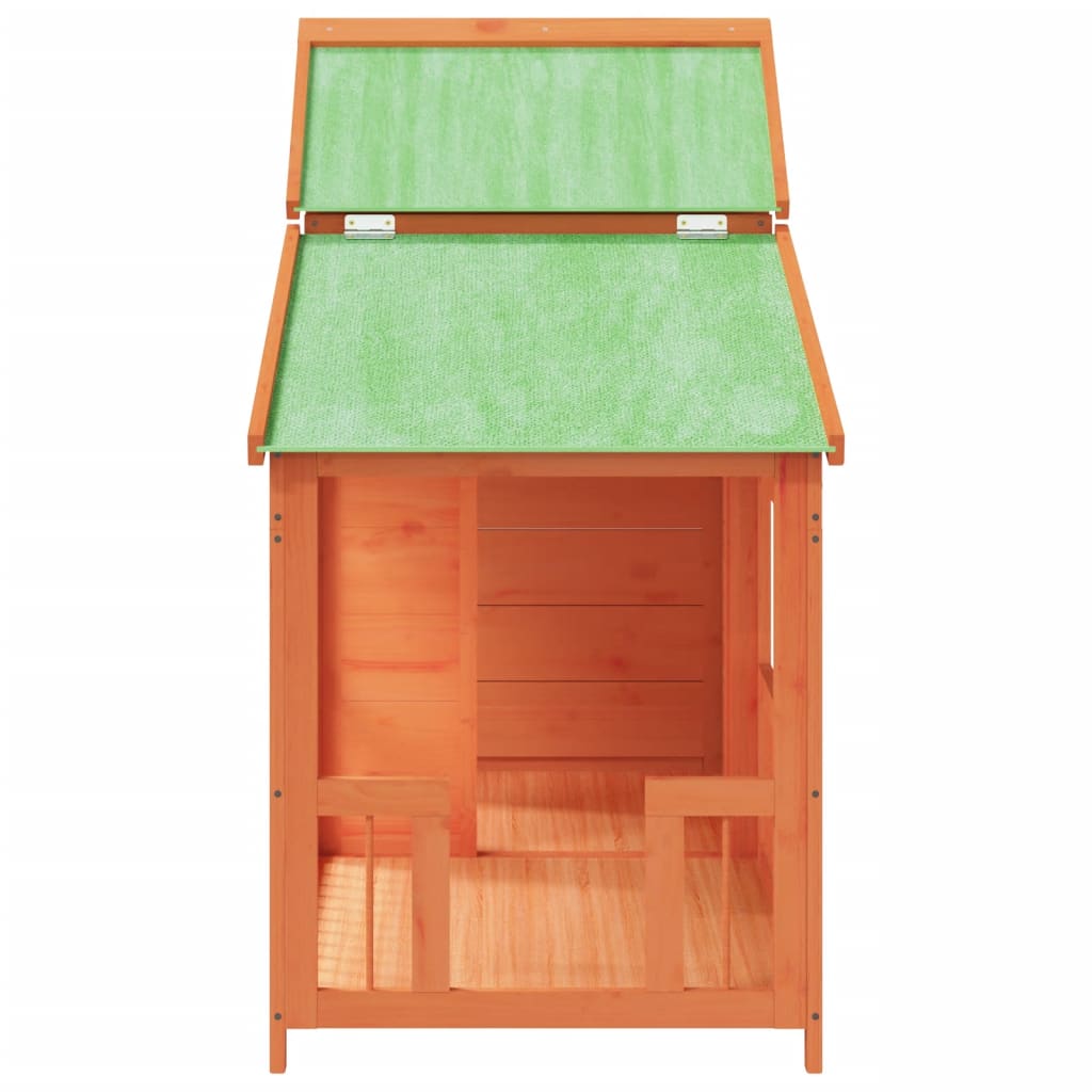Caseta para perros madera maciza de pino marrón 143x60,5x109 cm