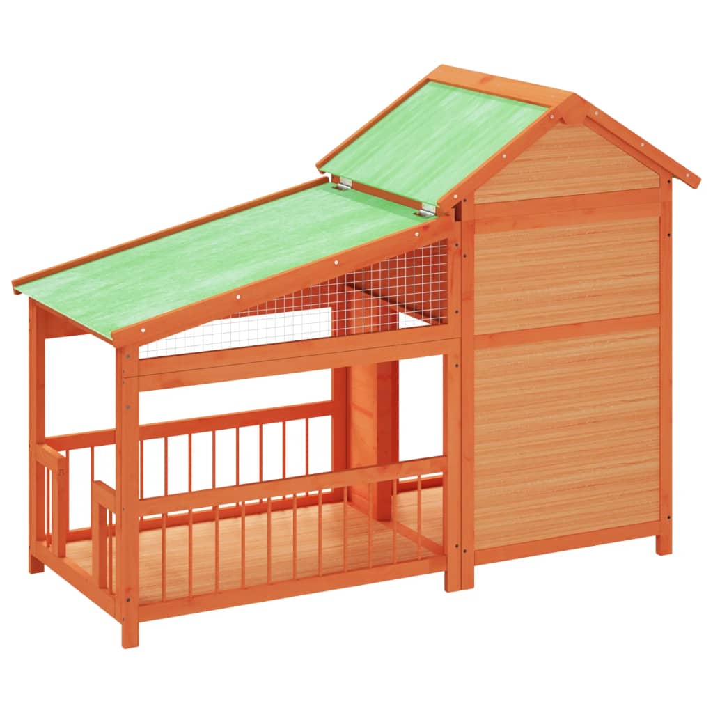 Caseta para perros madera maciza de pino marrón 143x60,5x109 cm