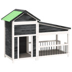 Caseta para perros madera maciza de pino gris 143x60,5x109 cm