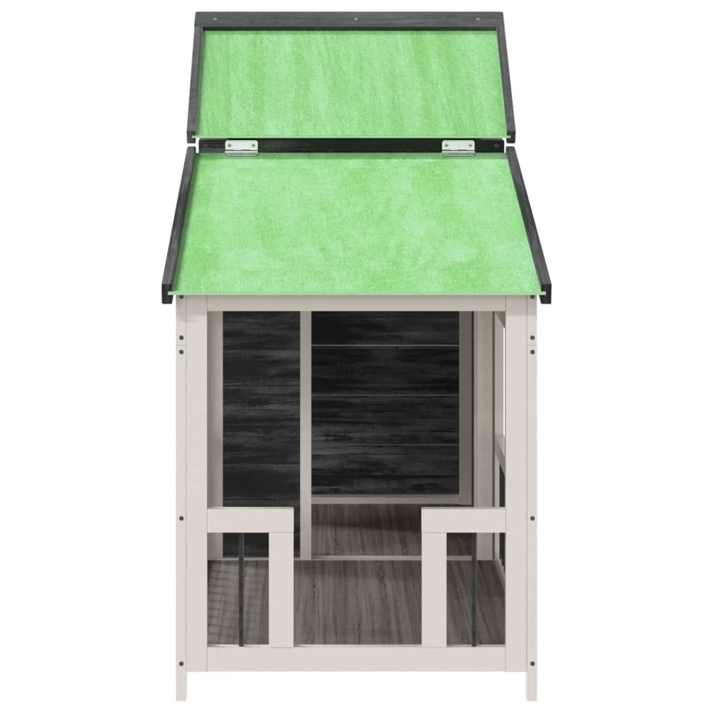 Caseta para perros madera maciza de pino gris 143x60,5x109 cm