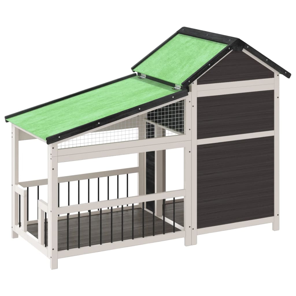 Caseta para perros madera maciza de pino gris 143x60,5x109 cm
