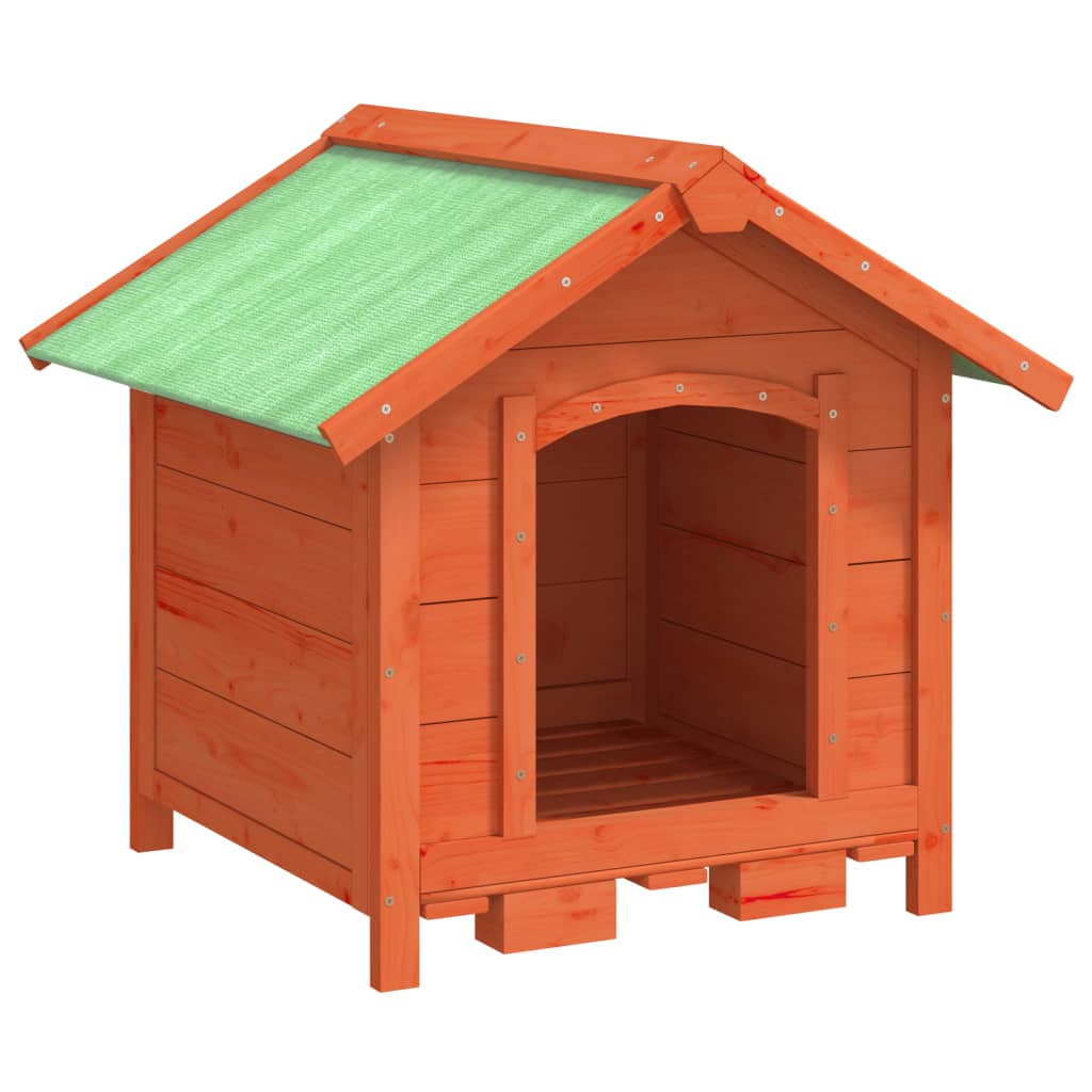 Caseta para perros madera maciza de pino marrón 65x65x61,5 cm