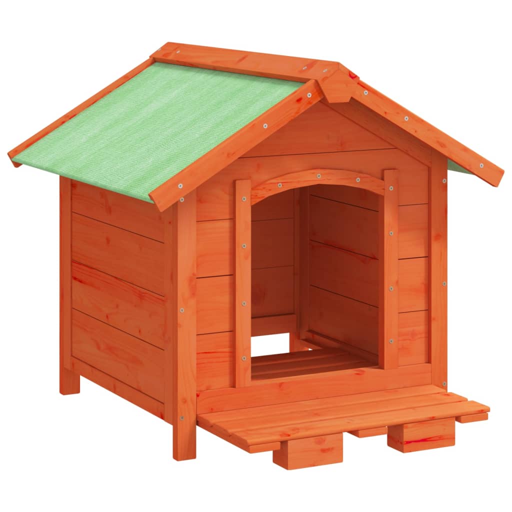 Caseta para perros madera maciza de pino marrón 65x65x61,5 cm