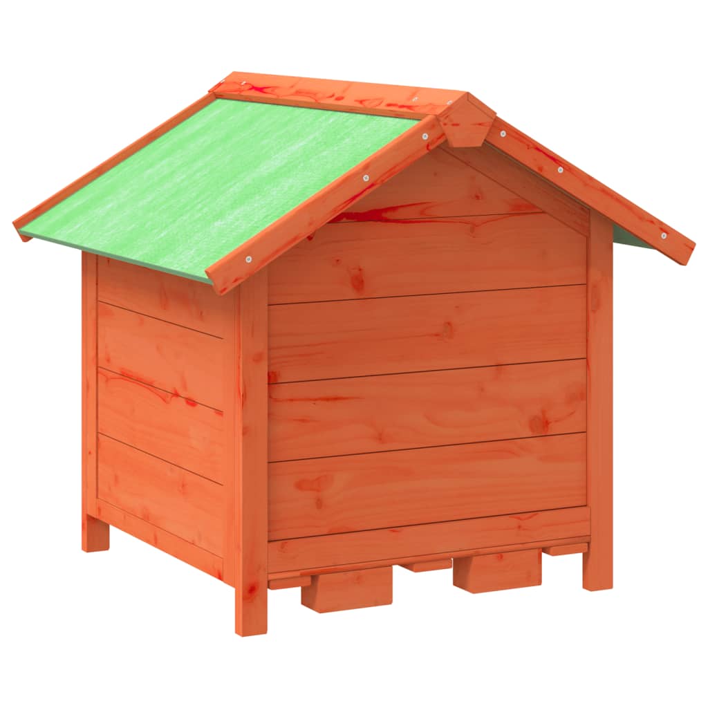 Caseta para perros madera maciza de pino marrón 65x65x61,5 cm