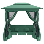 Cenador de jardín banco columpio convertible acero y tela verde
