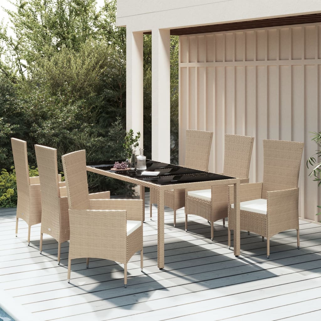 Juego comedor jardín 4 piezas con cojines ratán sintético negro