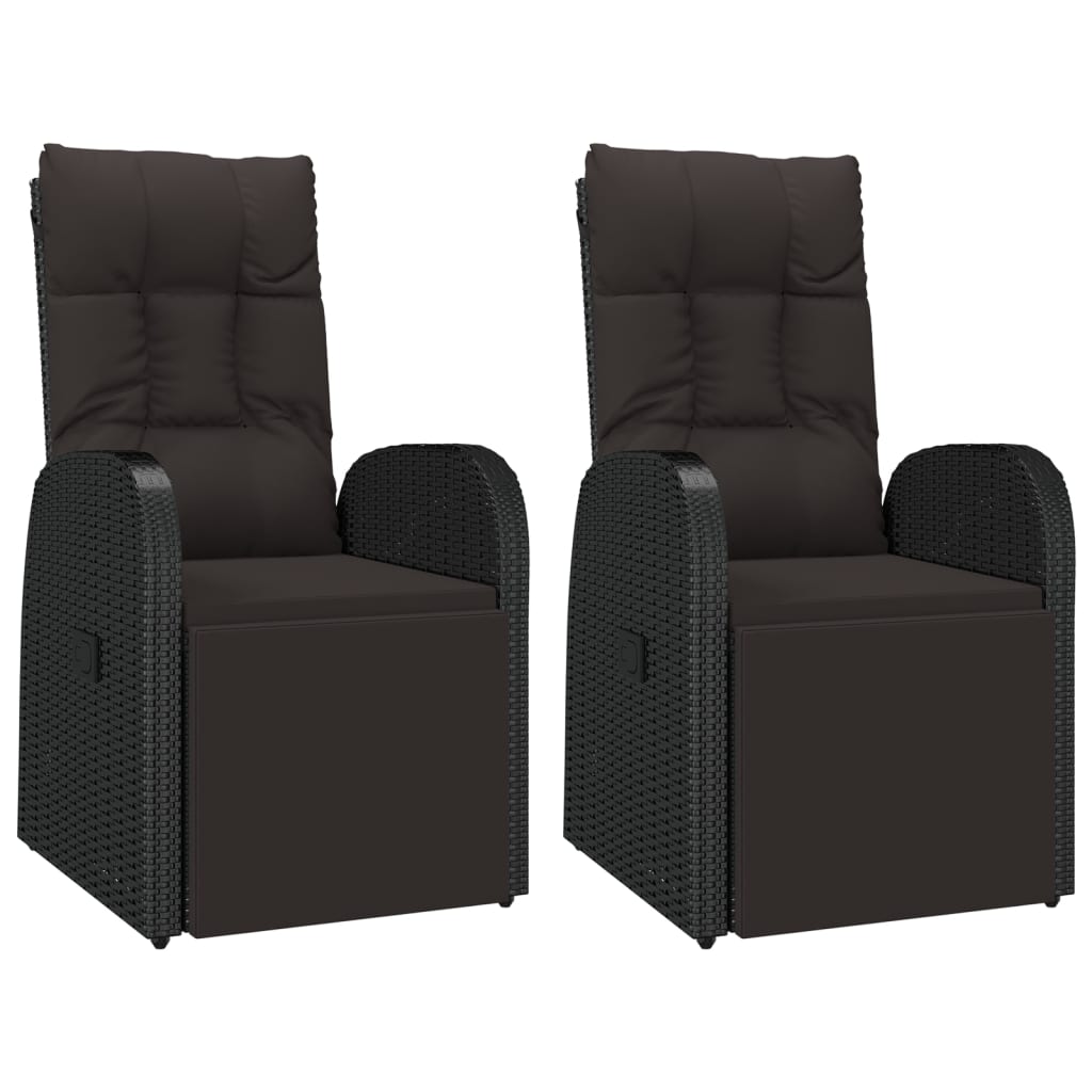 Juego comedor jardín 3 pzas madera acacia ratán sintético negro