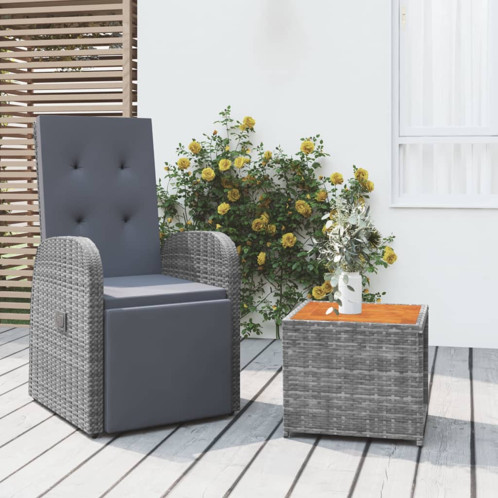 Juego de muebles jardín 2 piezas ratán sintético y acero negro