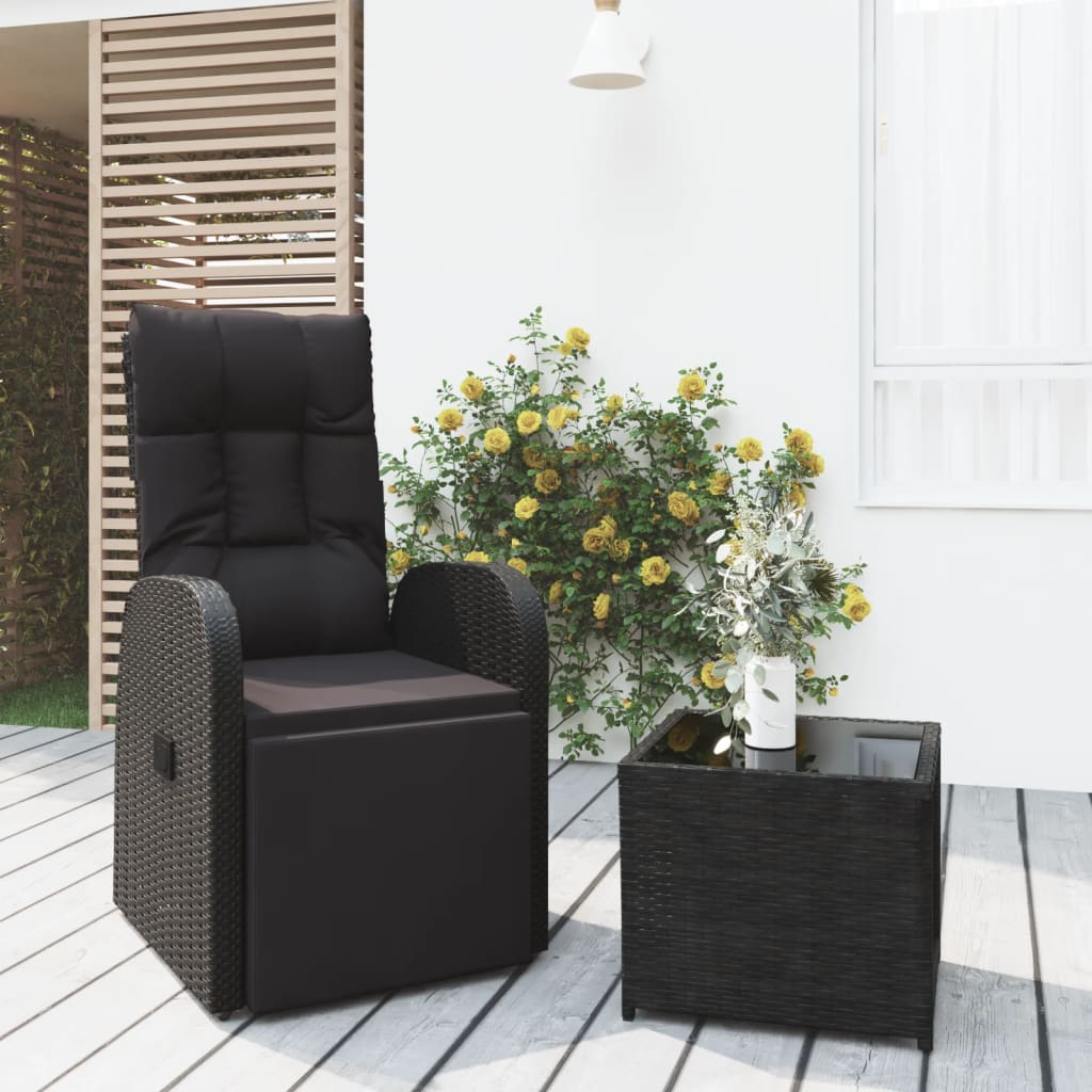 Juego de muebles jardín 2 piezas ratán sintético y acero negro