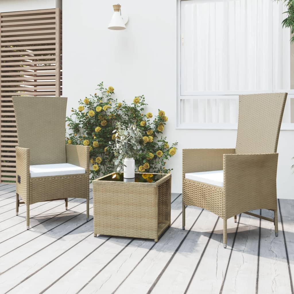 Juego de muebles jardín 2 piezas ratán sintético y acero negro