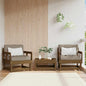 Garden armchairs cushions 2 pcs solid pine honey brown
