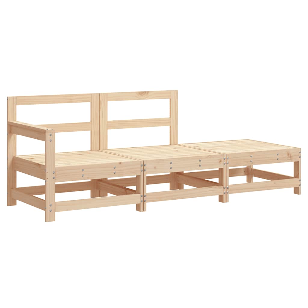 Juego de sofás de jardín 3 pzas con cojines madera maciza