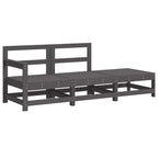 Juego de sofás de jardín 3 pzas con cojines madera maciza gris