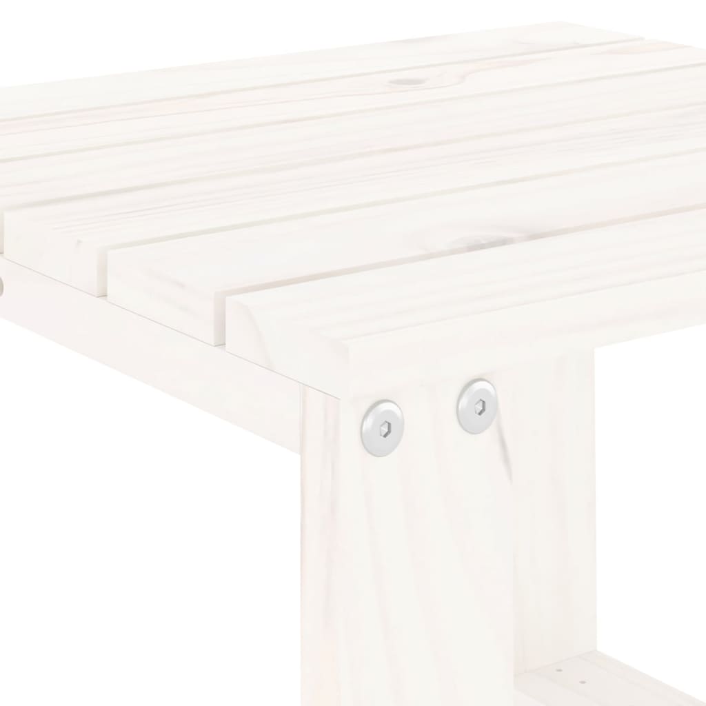 Tumbonas con mesa 2 uds madera maciza de pino blanco