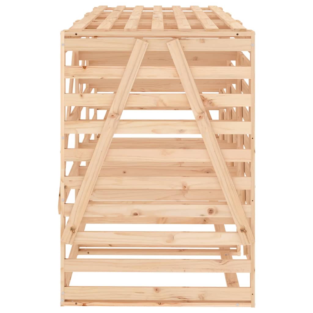 Cobertizo triple para cubos de basura madera maciza de pino