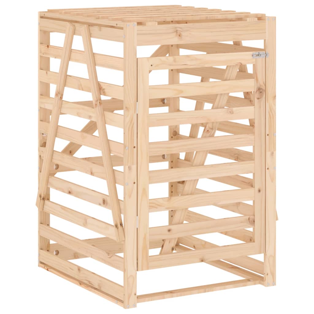 Cobertizo triple para cubos de basura madera maciza de pino
