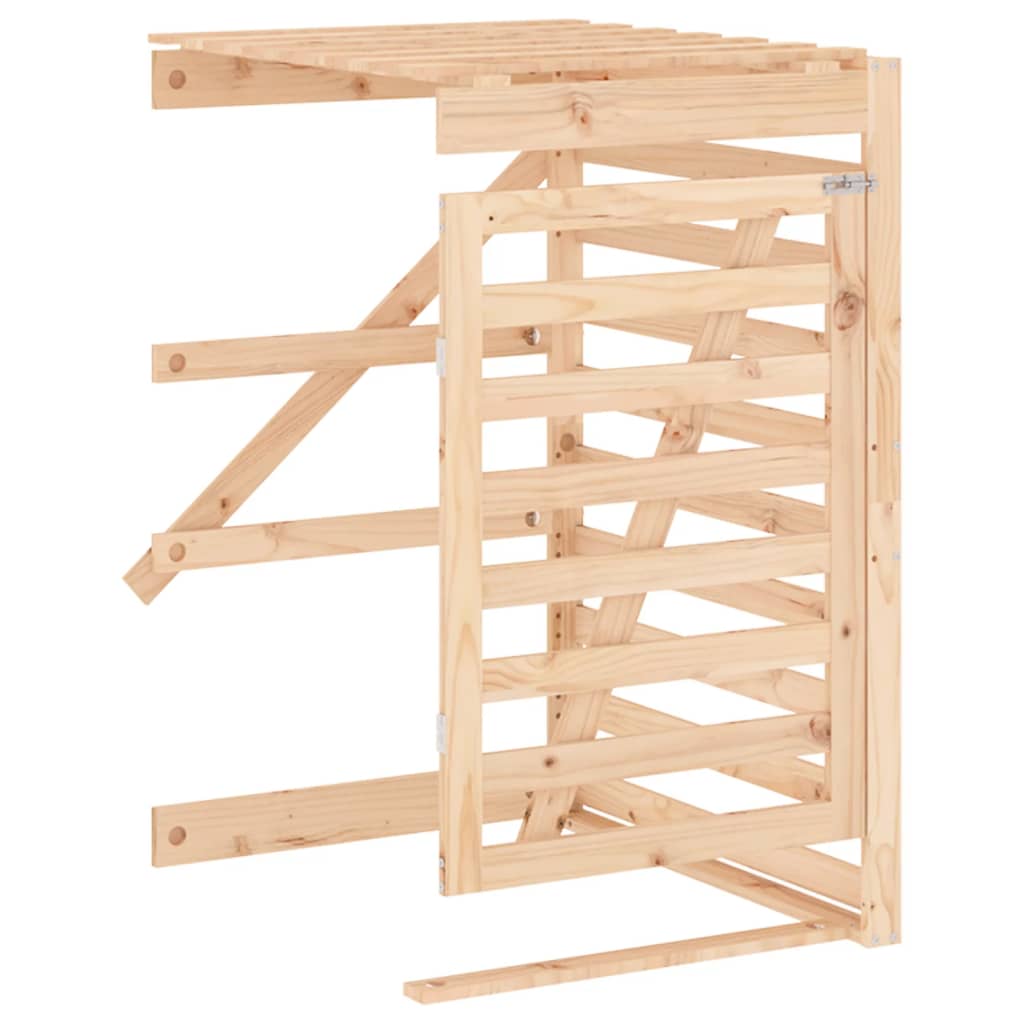 Cobertizo triple para cubos de basura madera maciza de pino