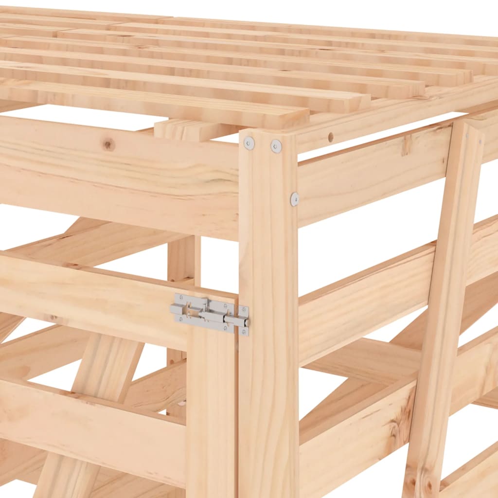 Cobertizo triple para cubos de basura madera maciza de pino
