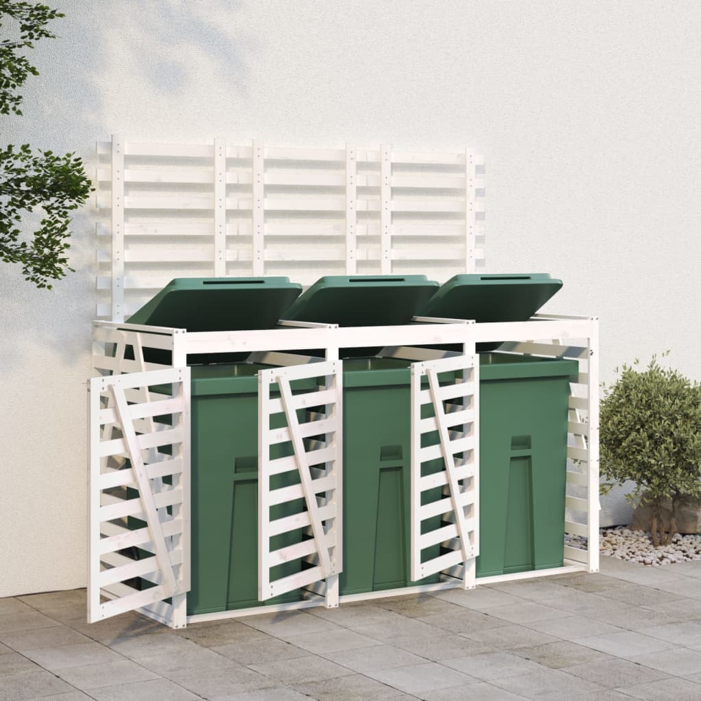 Triple bin shed solid pine wood