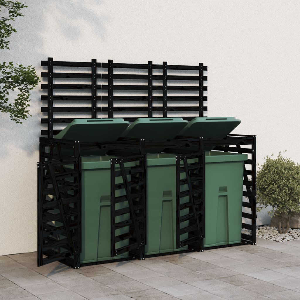 Triple bin shed solid pine wood