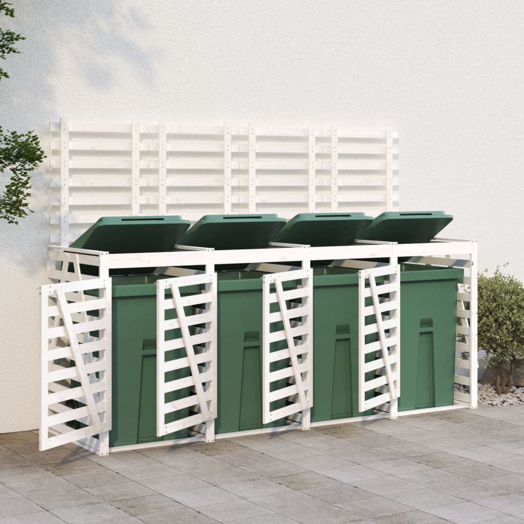 Quadruple wheelie bin shed, honey brown pine wood