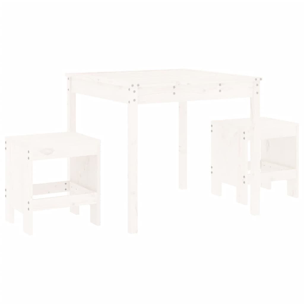 Mesa y sillas de jardín 3 piezas madera maciza de pino blanco