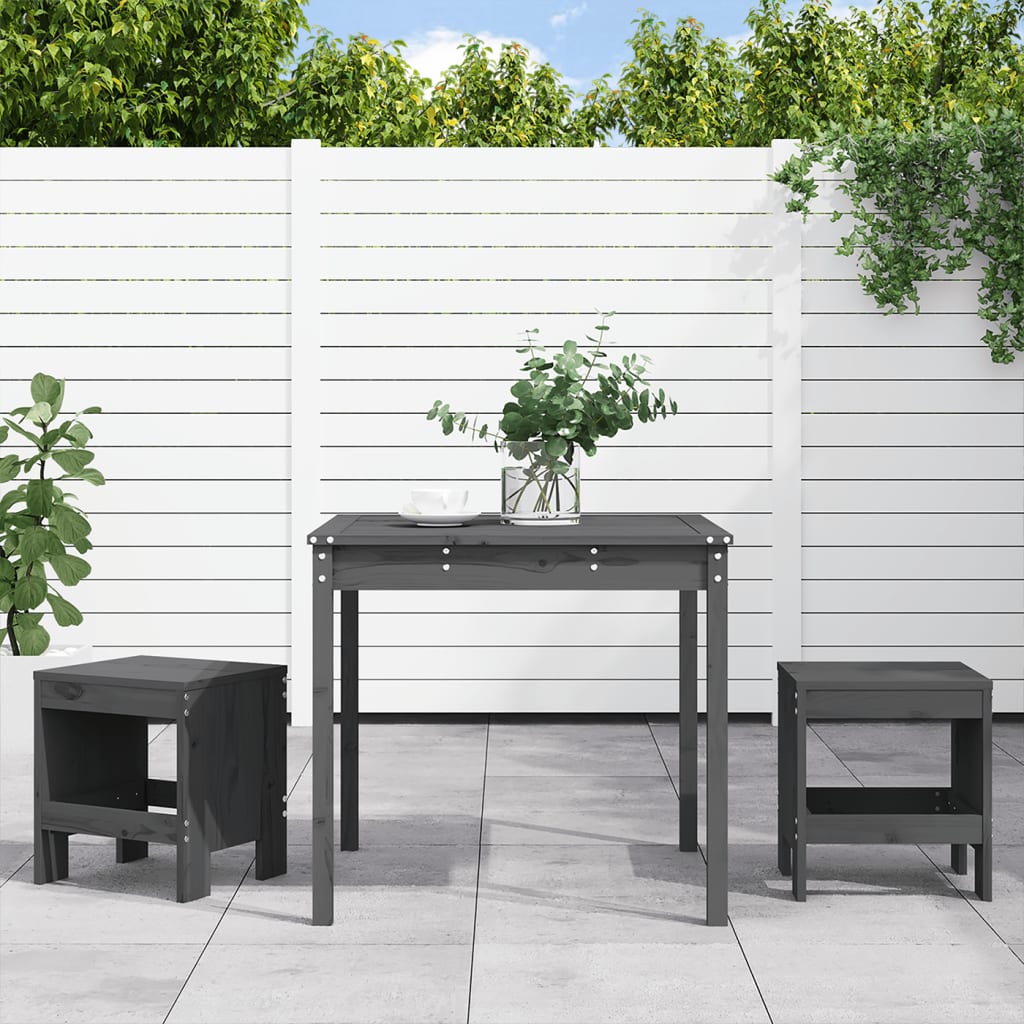 Mesa y sillas de jardín 3 piezas madera maciza de pino blanco