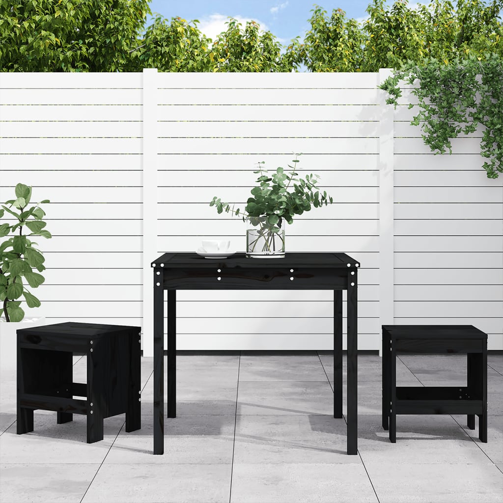 Mesa y sillas de jardín 3 piezas madera maciza de pino blanco