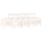 Juego de comedor de jardín 13 piezas madera maciza pino blanco