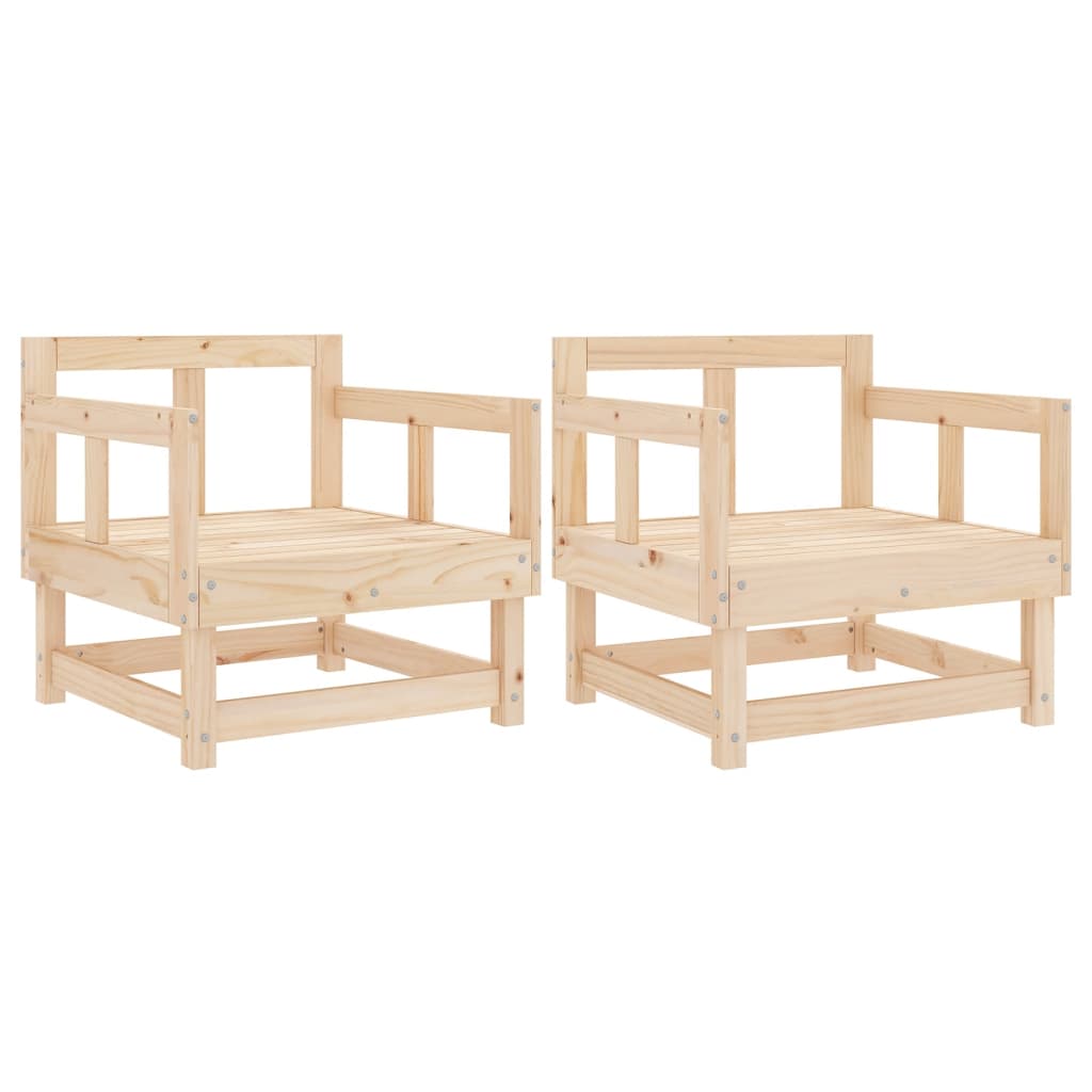 Sillones de jardín 2 unidades madera maciza de pino
