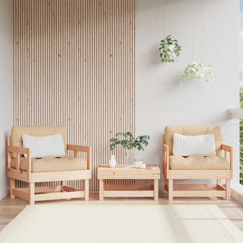 Sillones de jardín 2 unidades madera maciza de pino