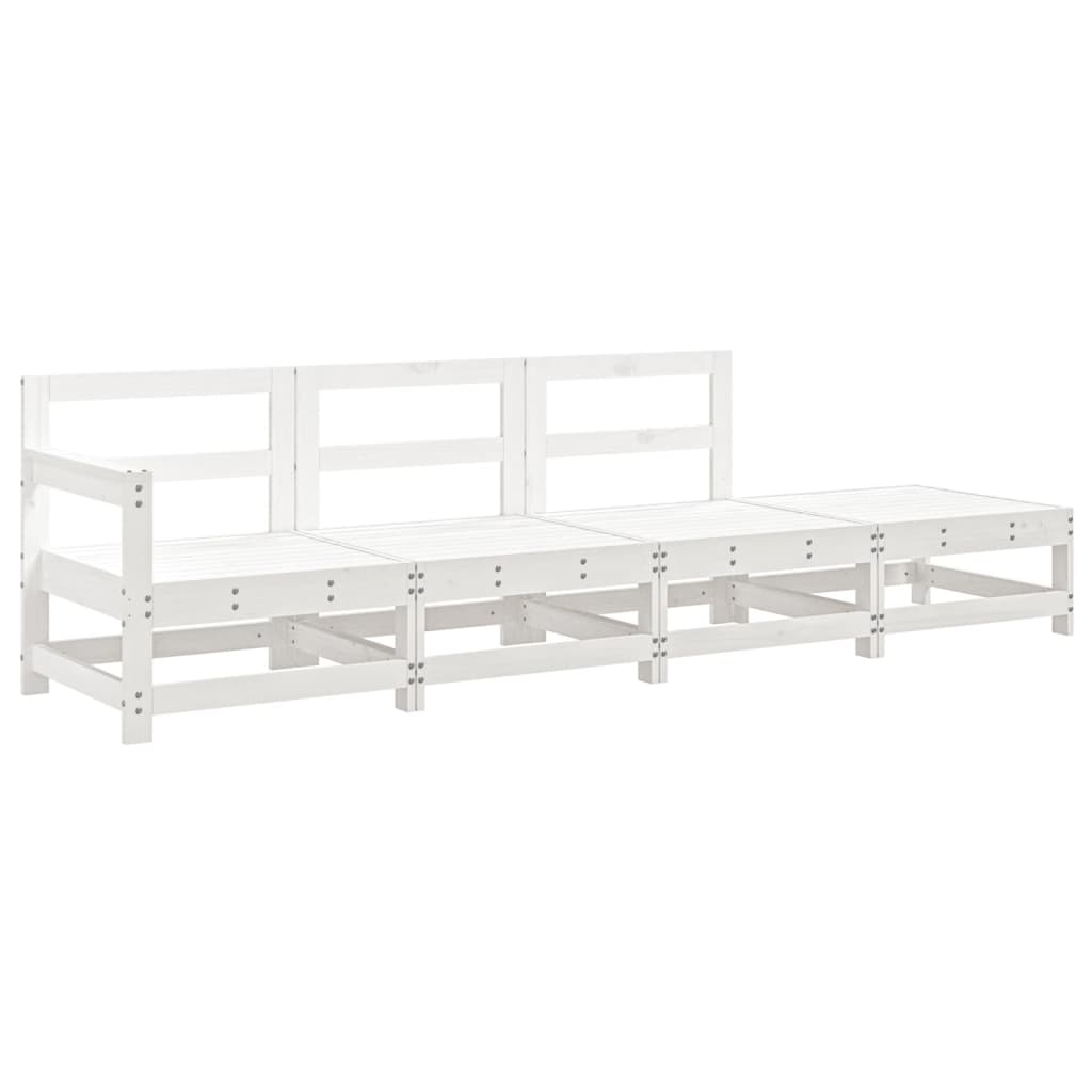 Juego de muebles de jardín 4 pzas madera maciza de pino blanco