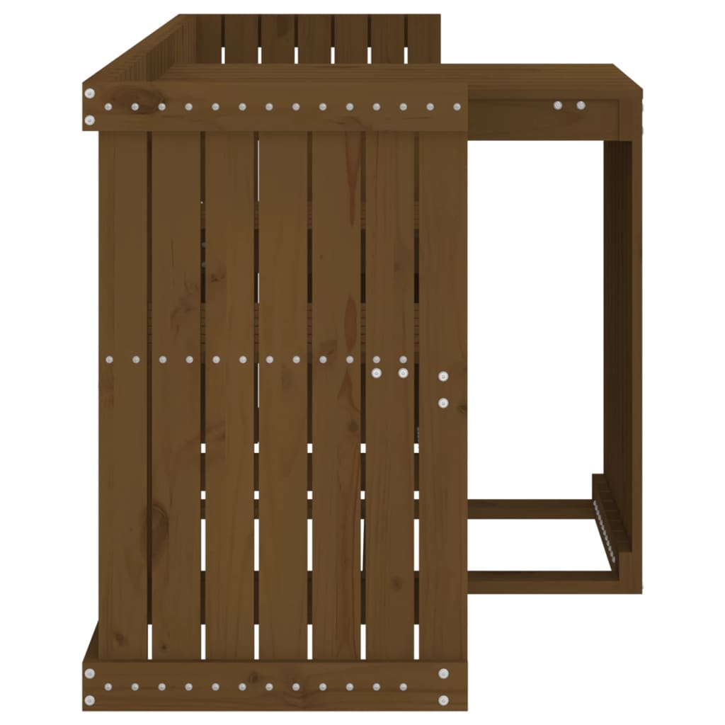 Juego de balcón 2 plazas madera maciza de pino marrón miel