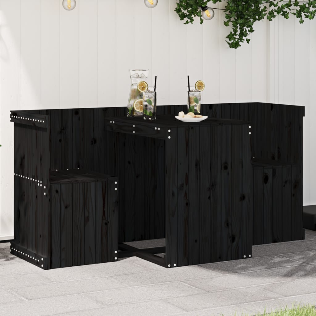 Conjunto de varanda 2 lugares madeira maciça de pinho castanho mel