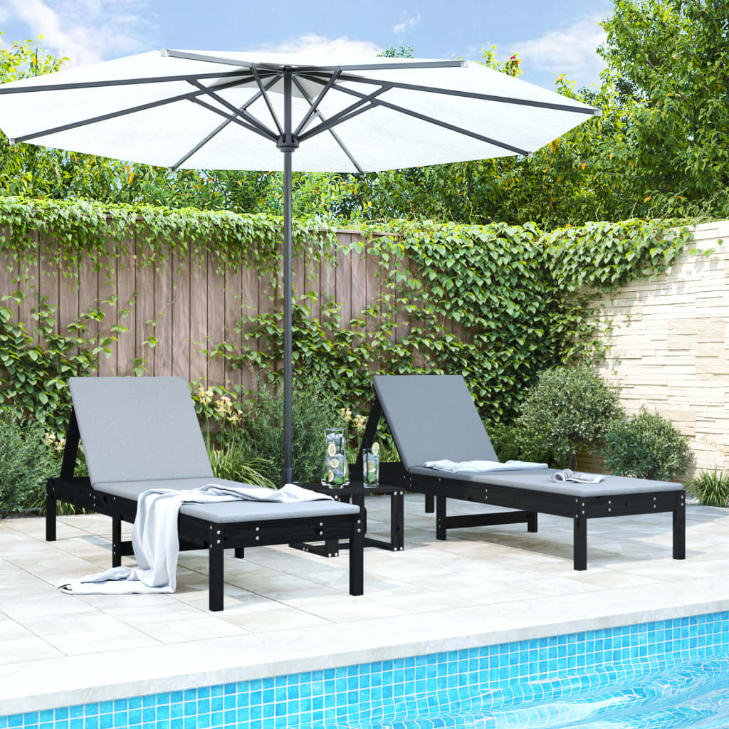 Tumbonas 2 unidades madera maciza de pino blanco 199,5x60x74 cm