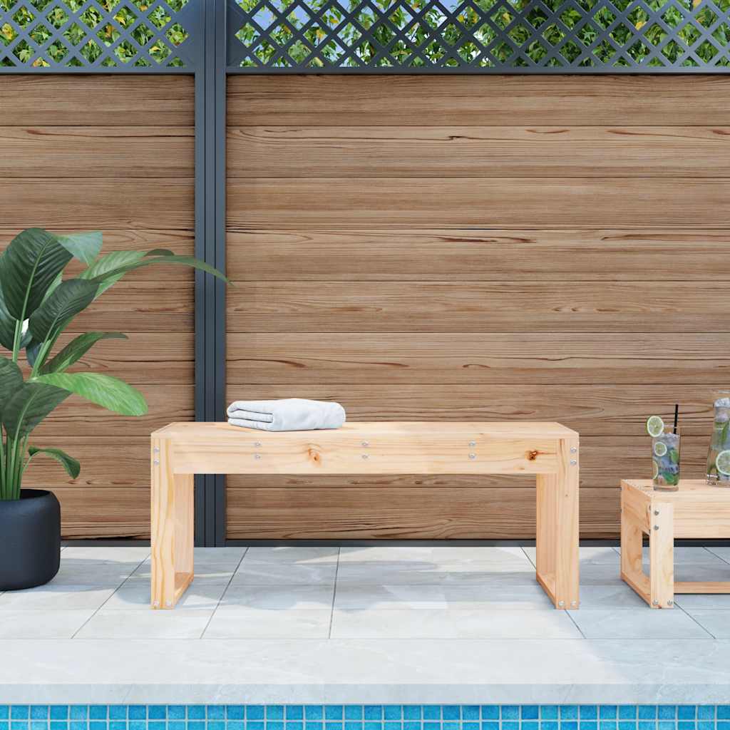 Banco de jardín de madera maciza de pino 108x35x45 cm