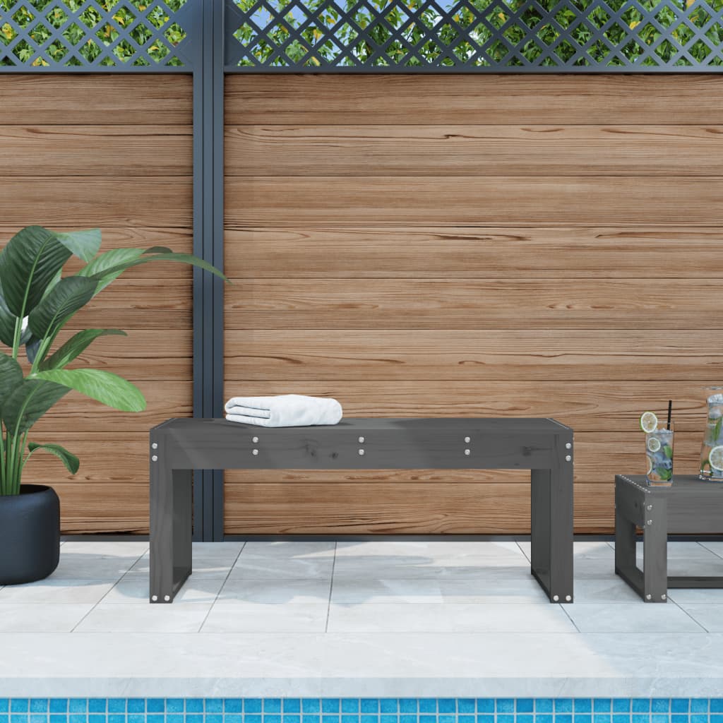 Banco de jardín de madera maciza de pino 108x35x45 cm