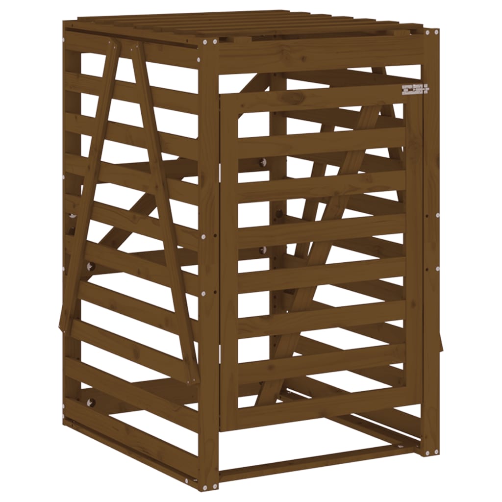 Cobertizo cubos de basura madera pino marrón miel 84x90x128,5cm