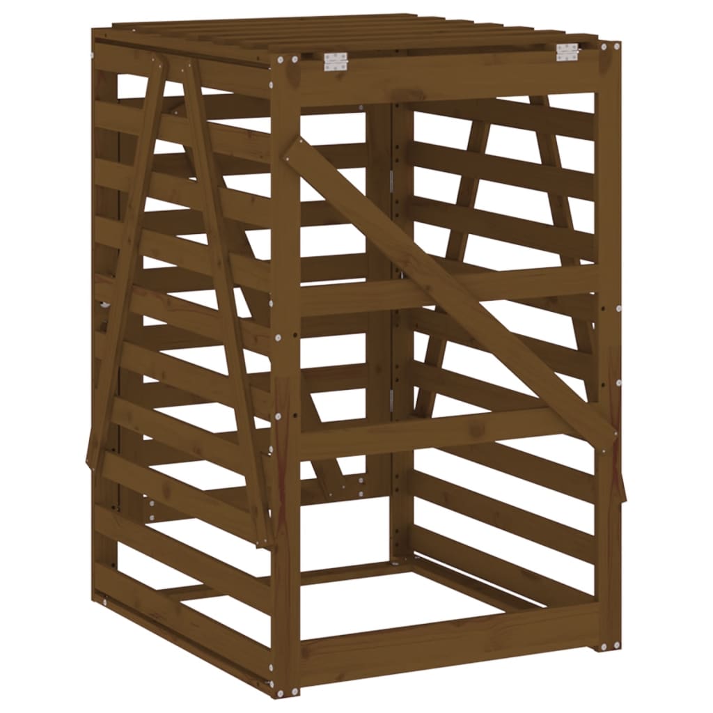Cobertizo cubos de basura madera pino marrón miel 84x90x128,5cm