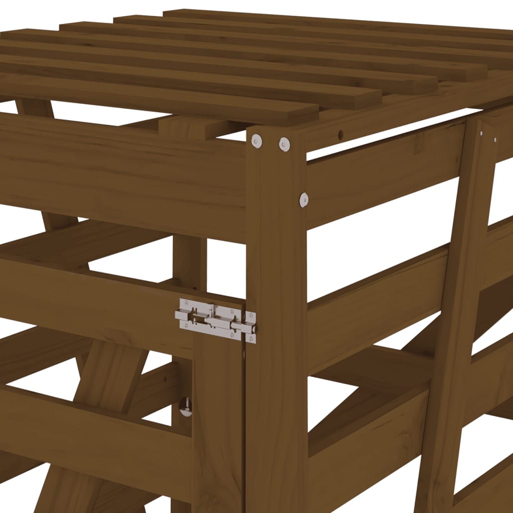 Cobertizo cubos de basura madera pino marrón miel 84x90x128,5cm