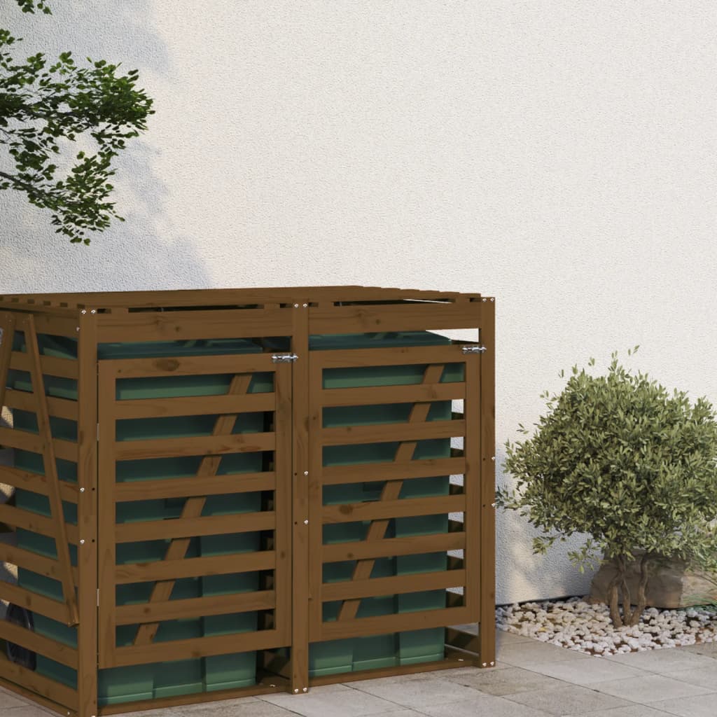 Extensión para cobertizo de cubo basura madera pino marrón miel