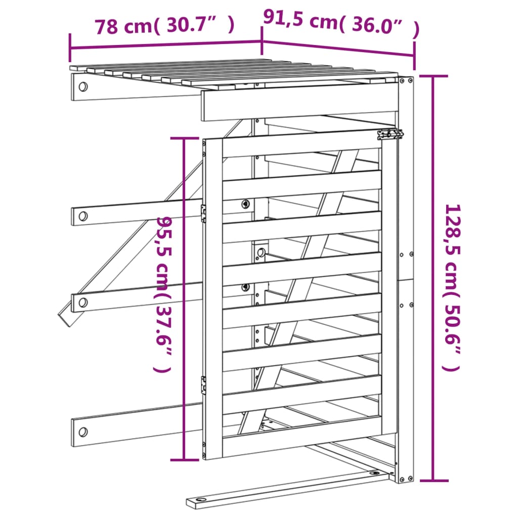 Extensión para cobertizo de cubo basura madera pino marrón miel